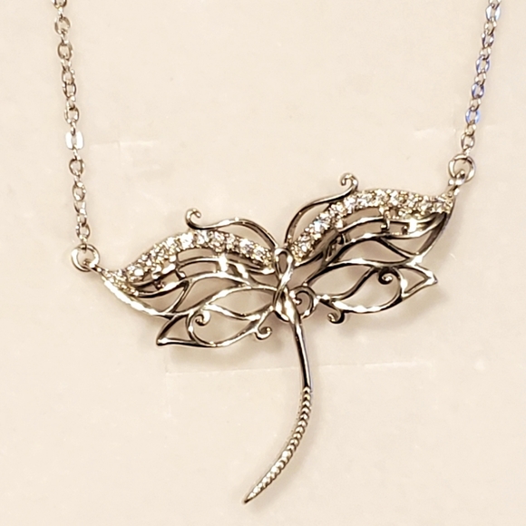 NEW Sterling Diamond Dragonfly Music(Treble Cleff)Note Necklace - Picture 3 of 10
